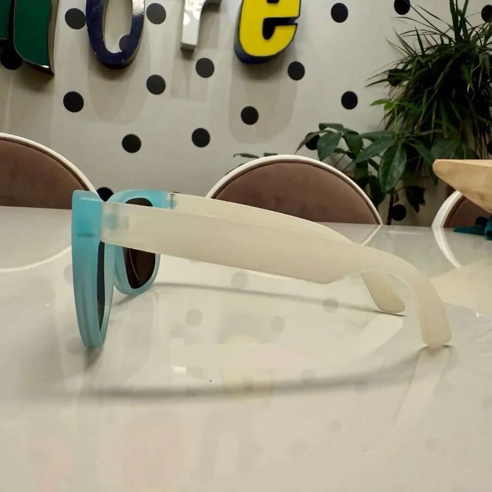 Vintage Deadstock 80s 90s Unisex Aqua Frost Translucent Color Change Sunglasses